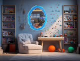 Blue and Orange Portal Aura Wall Stickers - Transparent Oval Decals with Vibrant Aura Effect for Game Room Decor - Decords