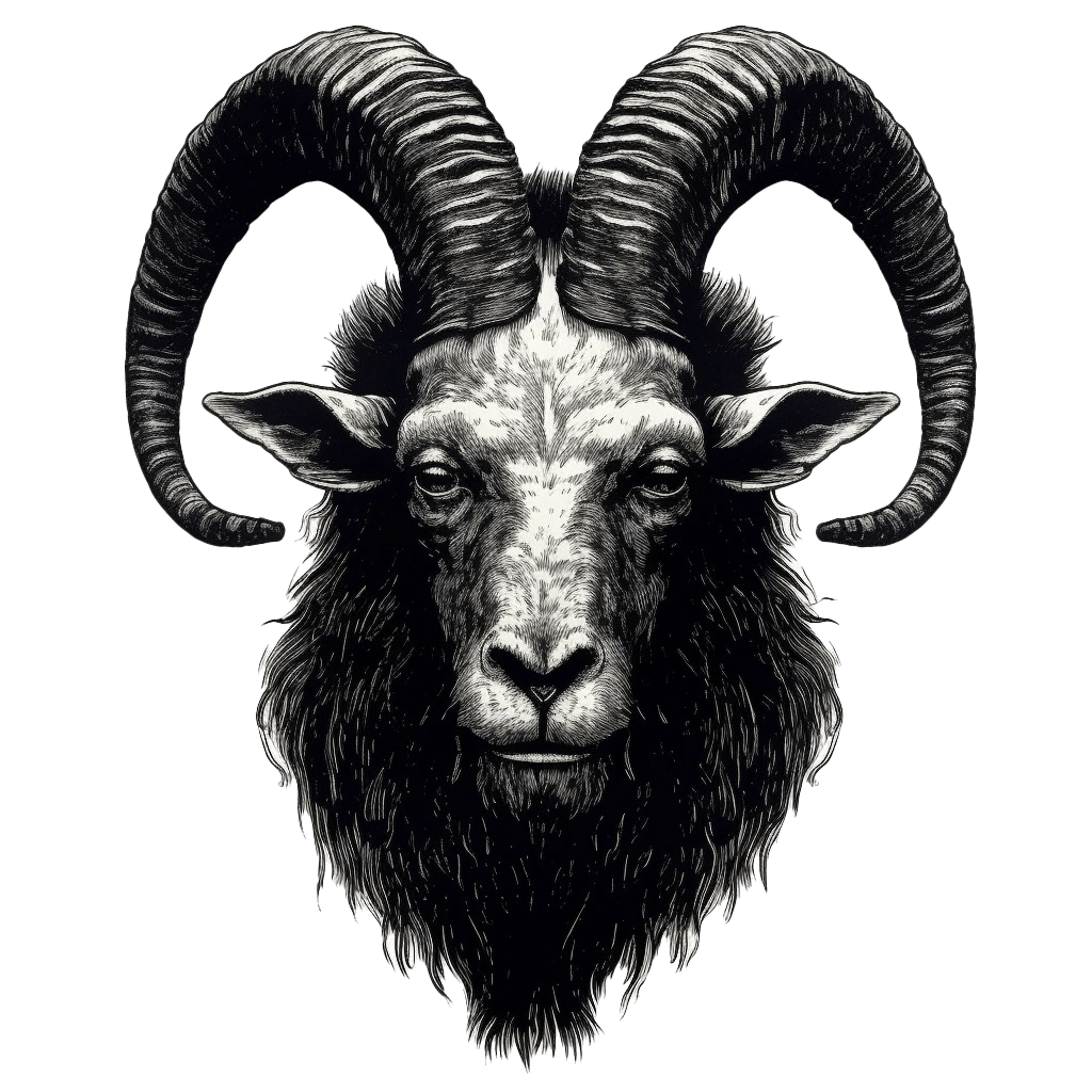 Realistic Surreal Ram Head Wall Decal - Detailed Ink Illustration Art Sticker - Decords