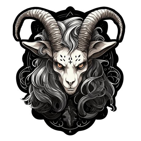 Zodiac Goat Wall Decal in Gothic Pop Surrealism Style - Decords