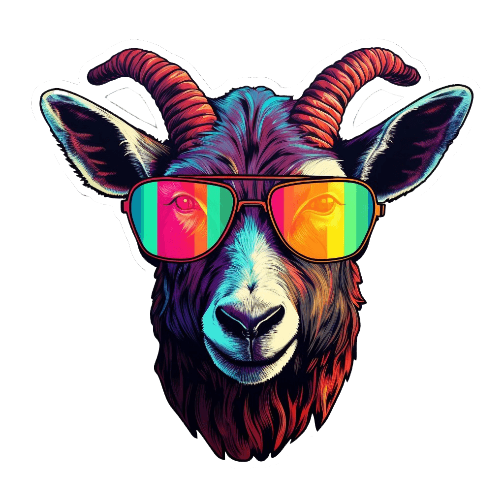 Avant-Garde Goat with Sunglasses Wall Decal - Decords