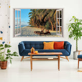 Tropical Paradise 3D Wall Decal, Beach Scenery Window Sticker, Vinyl Wall Art - Decords