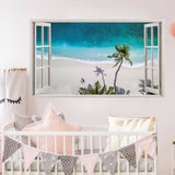 Tropical Paradise 3D Wall Decal, Beach Scenery Window Sticker, Vinyl Wall Art - Decords