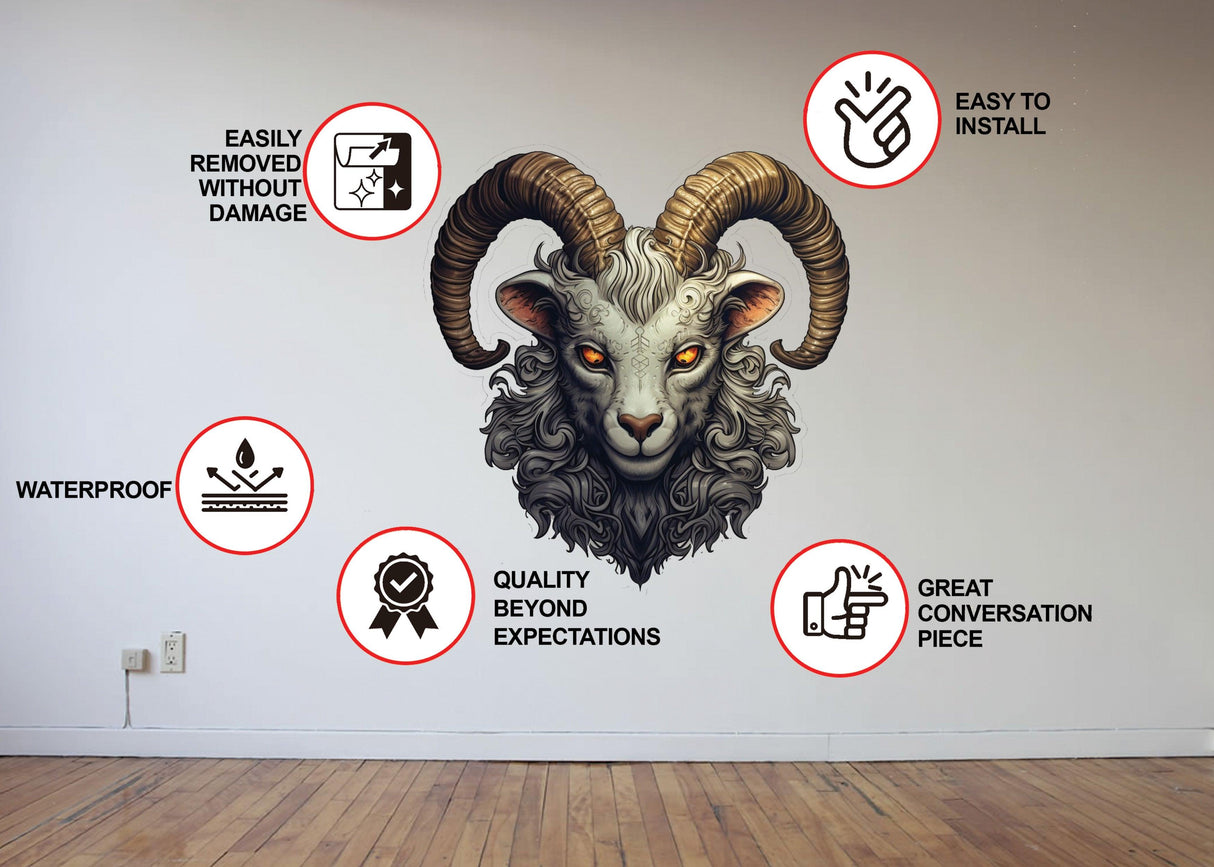 Gothic Surrealism Old Goat Head Wall Sticker - Decords