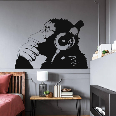 Contemplative Primate Wall Art Sticker, Vinyl Peel & Stick Room Mural Feature - Decords