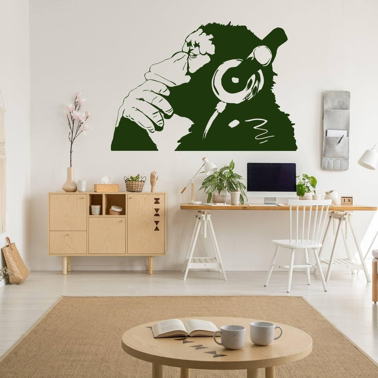 Contemplative Primate Wall Art Sticker, Vinyl Peel & Stick Room Mural Feature - Decords