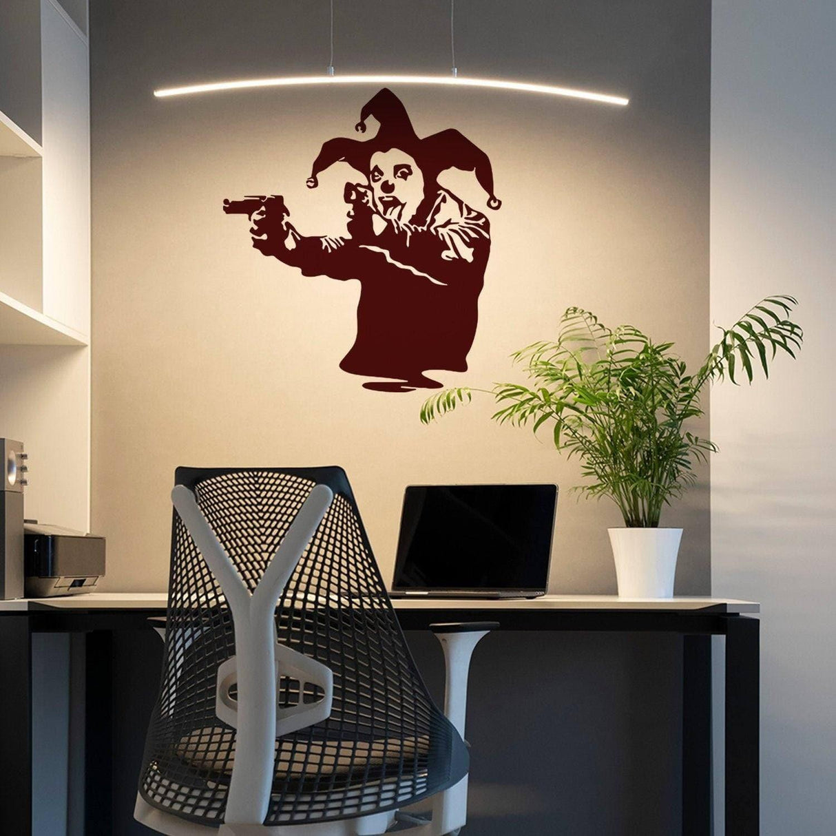 Captivating Joker Clown Wall Decal - Vinyl Sticker featuring Gun Theme - Decords