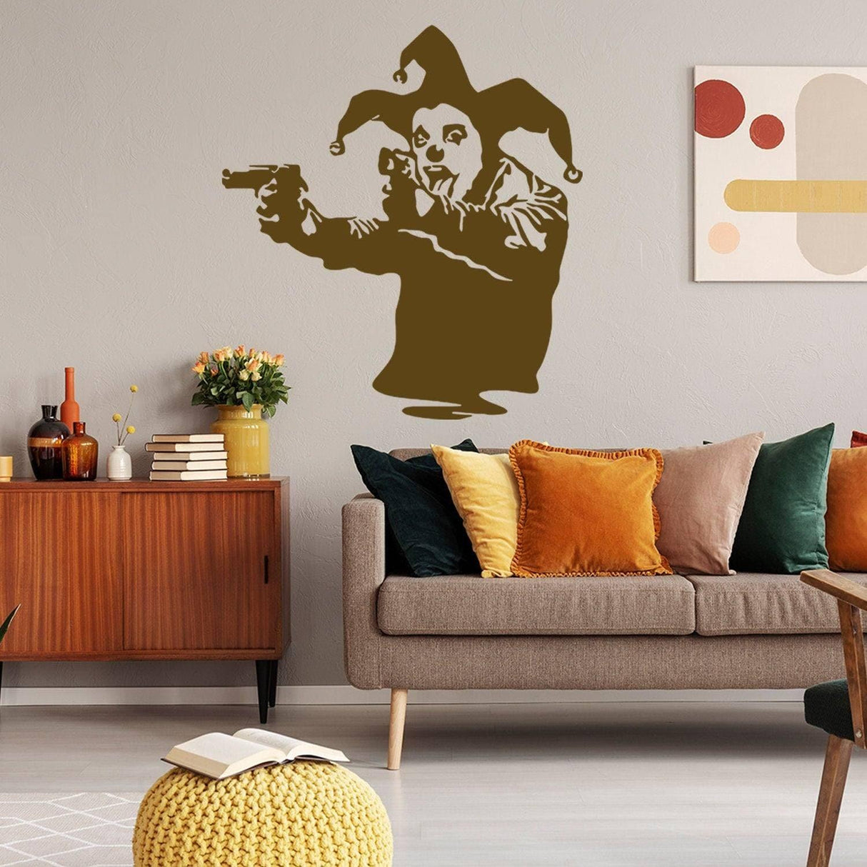 Captivating Joker Clown Wall Decal - Vinyl Sticker featuring Gun Theme - Decords