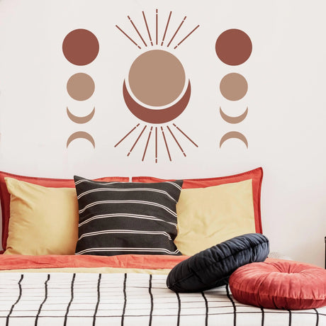 Bohemian Crescent & Moon Phases - Elegant Vinyl Wall Art Sticker Decal - Decords