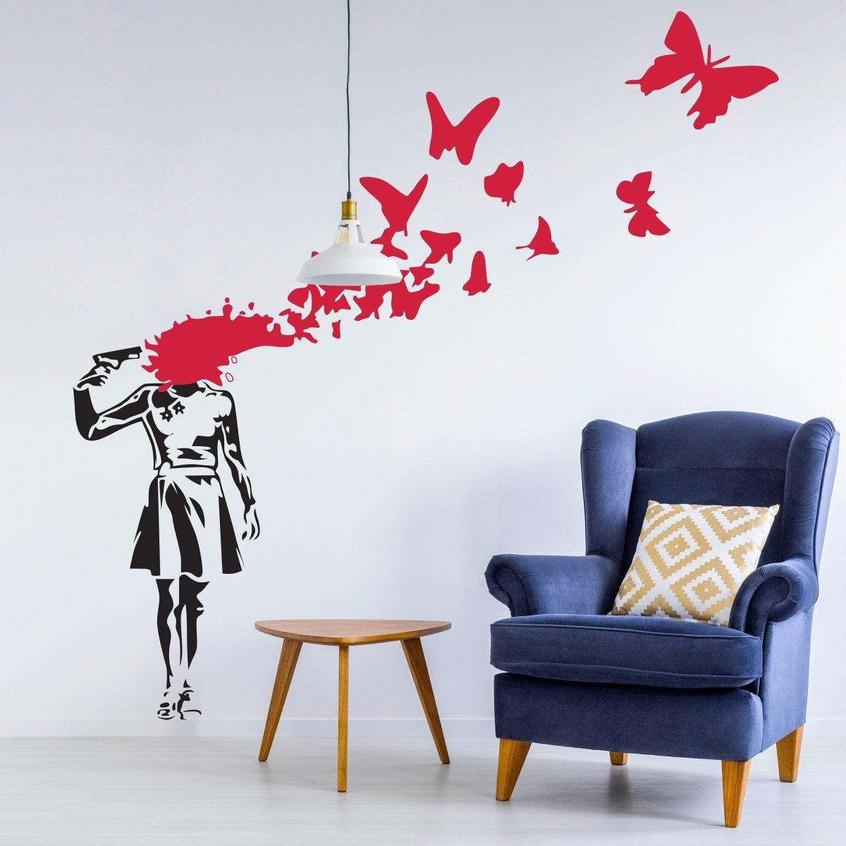 Butterfly Girl Vinyl Sticker - Emotional Street Art Wall Decal - Decords