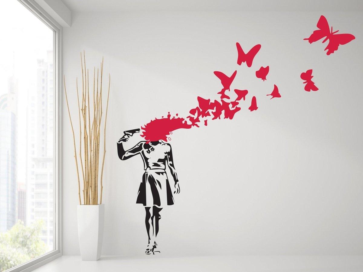 Butterfly Girl Vinyl Sticker - Emotional Street Art Wall Decal - Decords