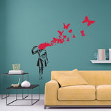 Butterfly Girl Vinyl Sticker - Emotional Street Art Wall Decal - Decords