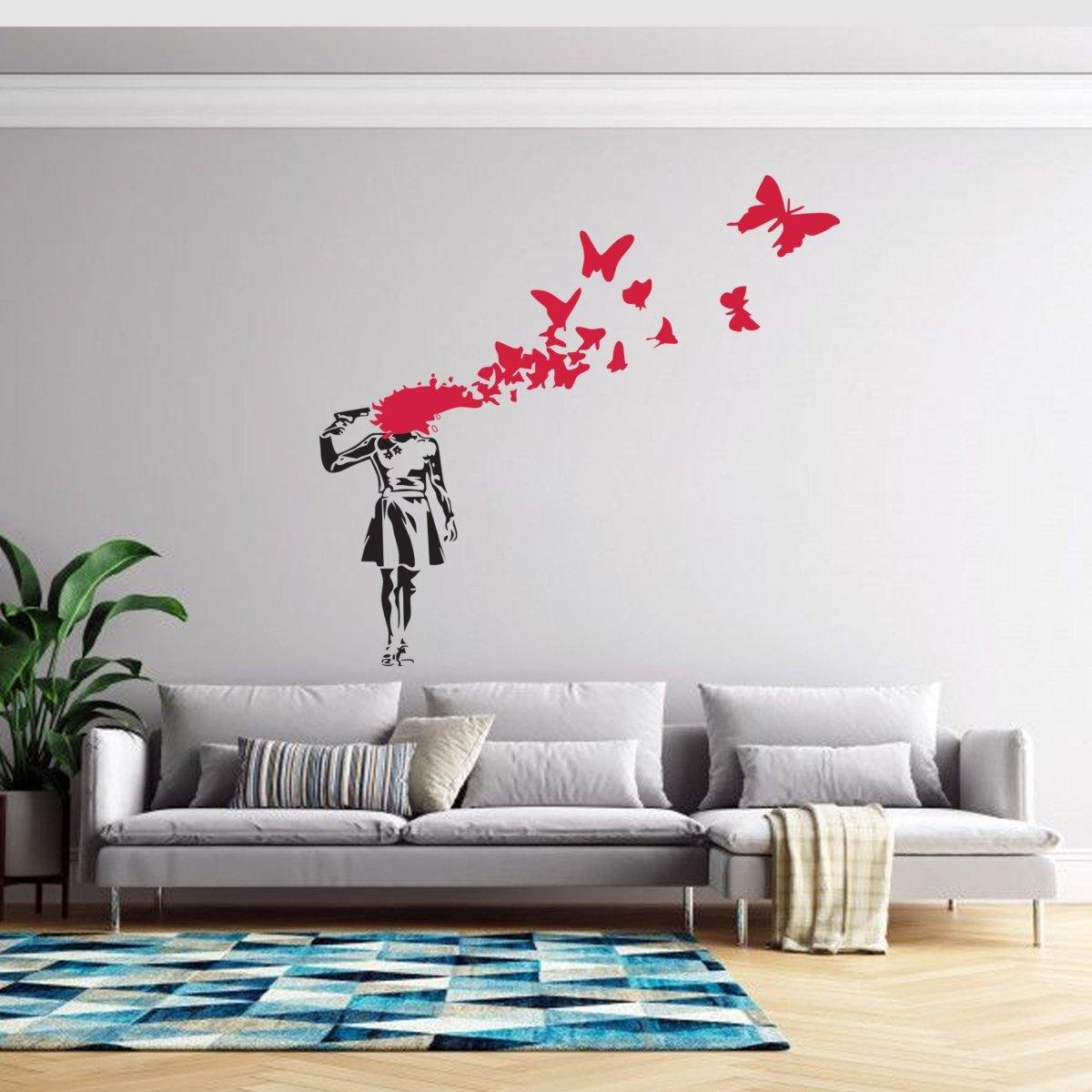 Butterfly Girl Vinyl Sticker - Emotional Street Art Wall Decal - Decords