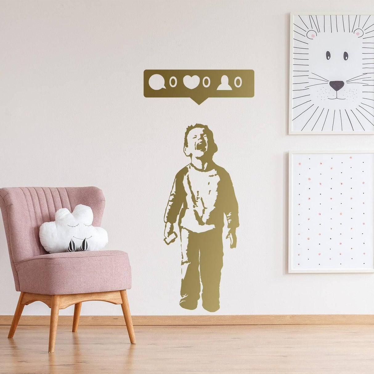 Urban Cool: Kid With Cellphone Wall Decal, Trendy Boy Wall Art Mural - Decords