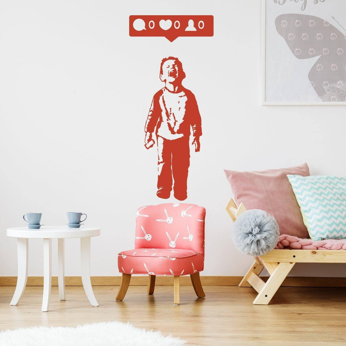 Urban Cool: Kid With Cellphone Wall Decal, Trendy Boy Wall Art Mural - Decords