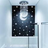 White Stars and Moon Wall Stickers for Kids Room | Nursery Night Sky Crescent Decal Set - Decords