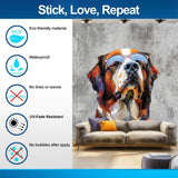 Thoughtful St. Bernard in Glasses Wall Decal - Dreamy Watercolor Bernese Mountain Dog Imagining Art Sticker - Decords