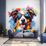 Australian Shepherd in Sunglasses Wall Sticker - Vivid Watercolor Pet Art Decal Home Decor - Decords