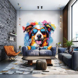 Australian Shepherd in Sunglasses Wall Sticker - Vivid Watercolor Pet Art Decal Home Decor - Decords