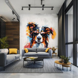 Bright Australian Shepherd Wearing Shades Wall Decal - Cheerful Watercolor Dog in Glasses Sticker - Decords