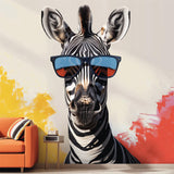 Funky Zebra with Sunglasses Wall Decal - Vibrant Modern Animal Art Sticker for Home Decor - Decords