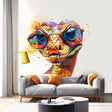 Vibrant Orange Snake with Glasses Wall Decal - Easy-to-Apply & Repositionable Watercolor Snake Sticker - Decords