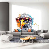 Vibrant Watercolor Bald Eagle with Glasses Wall Decal - Colorful Bird Sticker - Decords