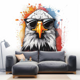 Serious Bald Eagle with Sunglasses Wall Sticker Decals - Cool Bird in Glasses Room Decor - Decords