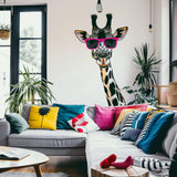 Playful Giraffe Wall Sticker with Pink Sunglasses | Fun Animal Art Decal | Modern Living Room Decor | Whimsical Giraffe Wall Art - Decords