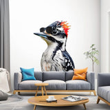 Downy Woodpecker Bird in Glasses Wall Sticker Decals - Unique Room Decor for Nature Lovers - Decords