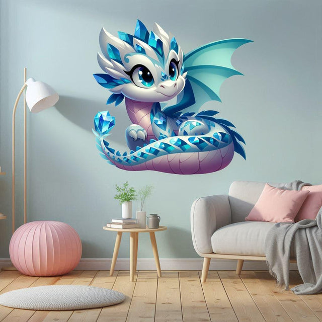 Cute Baby Dragon Wall Decal - Colorful Fantasy Creature Sticker - Decords