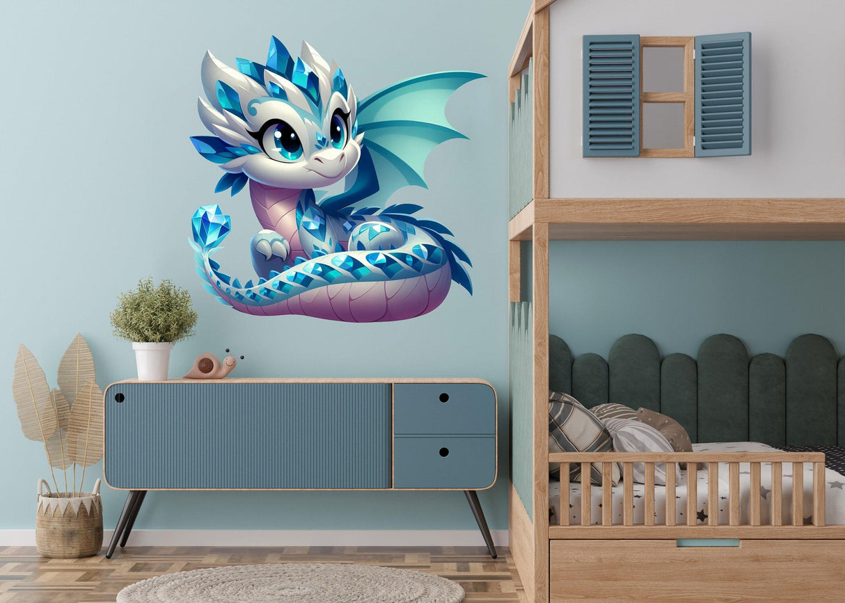 Cute Baby Dragon Wall Decal - Colorful Fantasy Creature Sticker - Decords