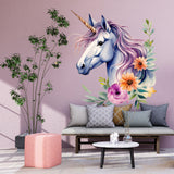 Magical Unicorn Wall Decal Sticker - Floral Unicorn Mural - Decords