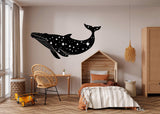 Celestial Whale Wall Sticker - Black Silhouette Whale with Stars Decal - Decords