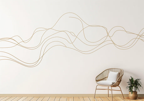 Elegant Line Art Wall Sticker | Line Twist Wall Decal | Swirl Wall Stickers | Make your Custom design shape with Stickers Golden Stripes - Decords