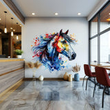 Vibrant Watercolor Horse Head Wall Decal Sticker - Artistic Animal Decor for Living Room, Creative Space - Decords