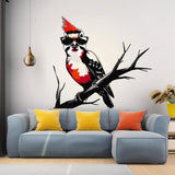 Downy Woodpecker Bird in Glasses Wall Sticker Decals - Perfect Room Decor for Nature Lovers - Decords