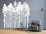 Forest Silhouette Wall Sticker | Black Pine Tree Wall Decal | Nature-Inspired Home Decor | Rustic Living Room Wall Art | Woodland Bedroom - Decords