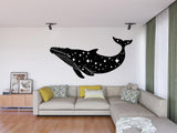 Celestial Whale Wall Sticker - Black Silhouette Whale with Stars Decal - Decords