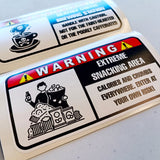 Funny Warning Label Stickers Set | Humorous Office Kitchen Decals | Witty Sarcasm, Coffee, Talkative, Snacking Area Signs | Novelty Stickers - Decords