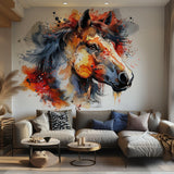 Watercolor Horse Head Wall Sticker Decal - Vibrant Artistic Animal Decor - Decords