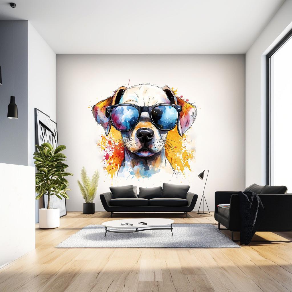 Cool Labrador Retriever Puppy Wall Sticker | Cute Animal Decal | Colorful Dog Wall Art with Sunglasses | Playful Wall Decal - Decords