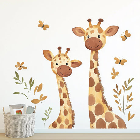 Playful Giraffe Wall Decal | Watercolor Minimalist Decor | Friendly Animal Sticker | Kids Room Vinyl Art | Eco-Friendly Peel and Stick - Decords