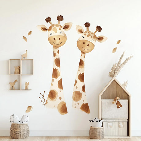 Playful Giraffe Wall Sticker | Watercolor Minimalist Décor | Adorable Animal Decal | Kids Room Vinyl Art | Eco-Friendly Peel and Stick - Decords