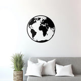 Globe Wall Decal | Minimalist World Map Black Sticker | Modern Earth Wall Art for Living Room, Office, or Classroom Decor Line Art - Decords