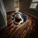 3D Shark Floor Sticker - Realistic Vinyl Decal for Floors | Large Great White Shark Design | Unique Floor Decor for Home, Office, Kids Rooms - Decords