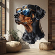 Rottweiler with Sunglasses Wall Decal | Cool Dog Wall Art | Removable Pet Wall Sticker | Quirky Puppy Themed Room Decor for Living Kids Room - Decords