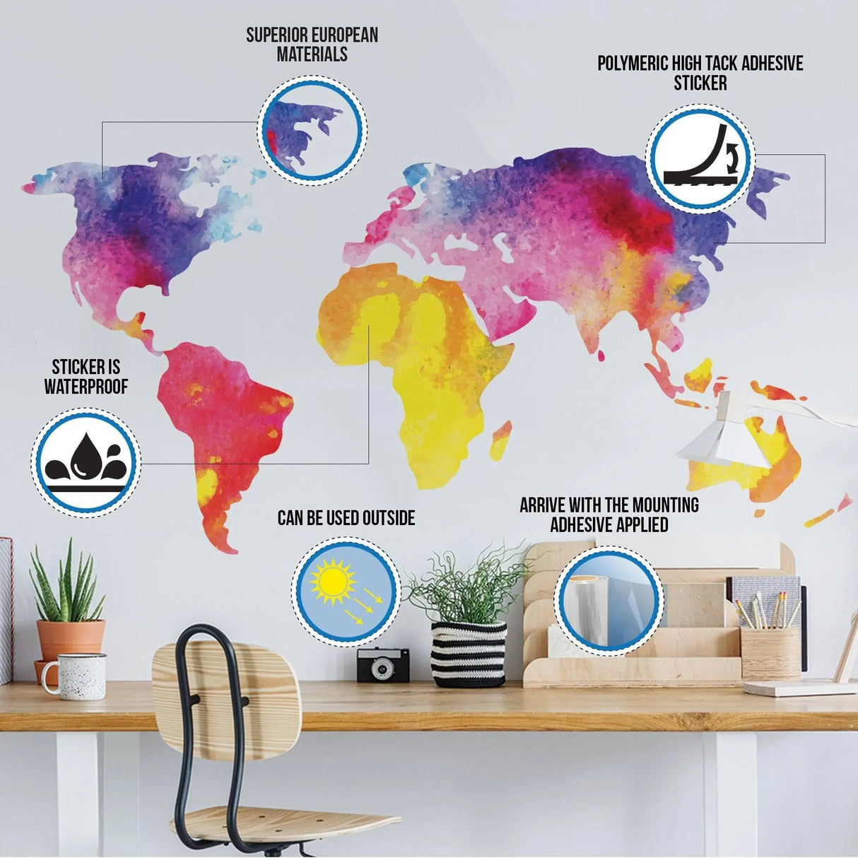 Global Adventure Wall Sticker - Planet Earth Geography Themed Vinyl Poster Decal - Decords