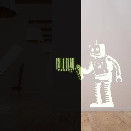 Luminescent Barcode Robot Glow In The Dark Wall Decal - Decords