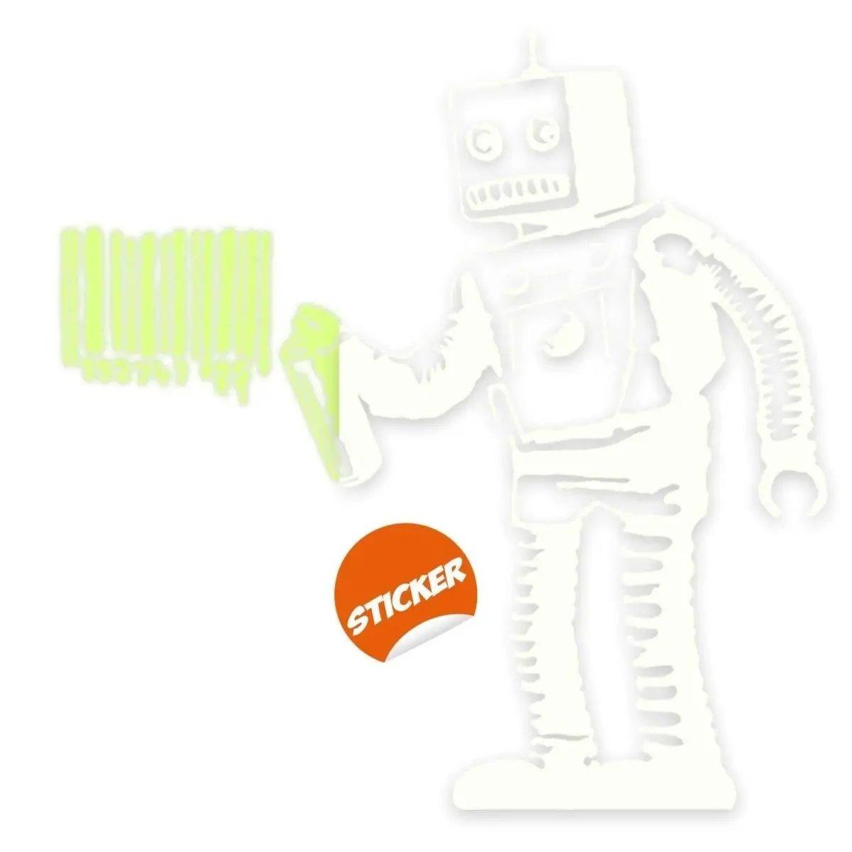 Luminescent Barcode Robot Glow In The Dark Wall Decal - Decords