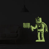 Luminescent Barcode Robot Glow In The Dark Wall Decal - Decords